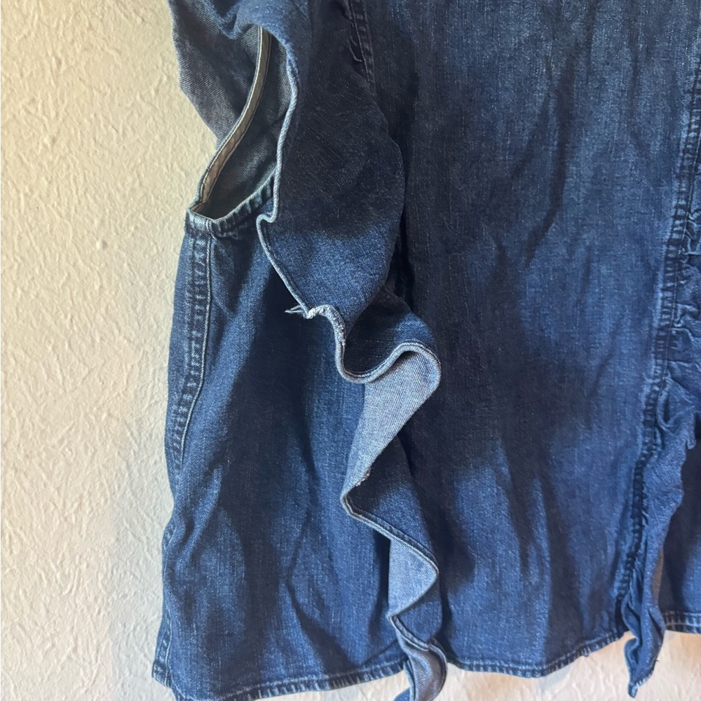 Sea New York Denim Ruffle Sleeve Blouse - Indigo Blue - Picture 3 of 6